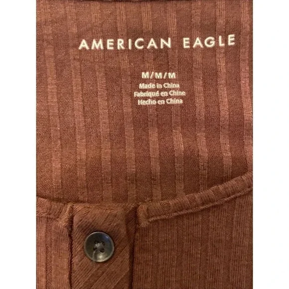 American Eagle Women’s Short Sleeve Ribbed Crop Top sz M Rust Red - Picture 4 of 4